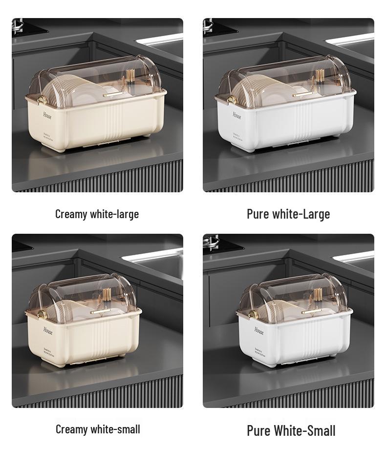Multi-Functional Kitchen Storage Box with Lid: Bowl & Chopstick Rack, Draining Cabinet Organizer