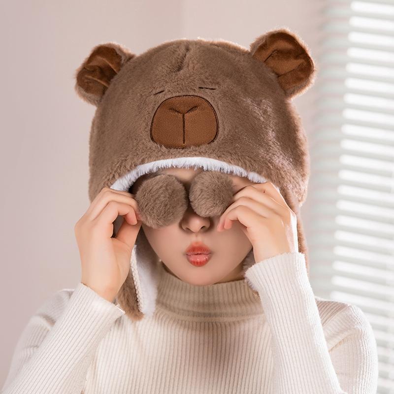 Cute Capybara Penguin Plush  Hat For Cycling Warm  Family And Friends Cartoon Husky Hat Christmas Gifts For The Winter Holidays