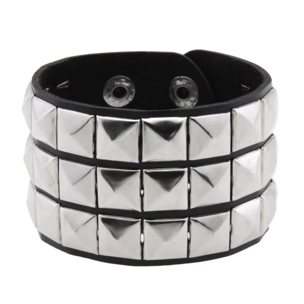 Punk Bracelets PU Leather Studded Bracelet Adjustable Goth Cuff Bracelet Gothic Rivet Buckle Wristband for Men Women Emo Jewelry