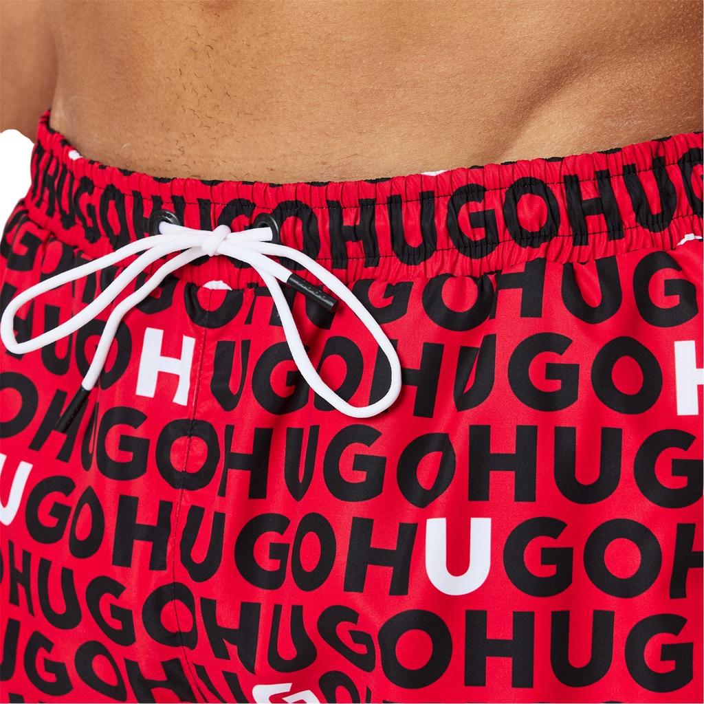 Hugo Mens Logo All-Over Print Regular Swim Shorts