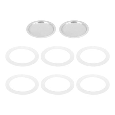 Uxcell Hliníkové příslušenství pro kávovar pro nerezové espresso kávovary, Obsahuje 1 sítko a 6 silikonových těsnění, Velikost: 64x54x3mm, 6 šálků Moka