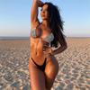 Solid Color Diamond Triangle Bikini Rhinestone Split Swimsuit Fashionable Beach Swimwear