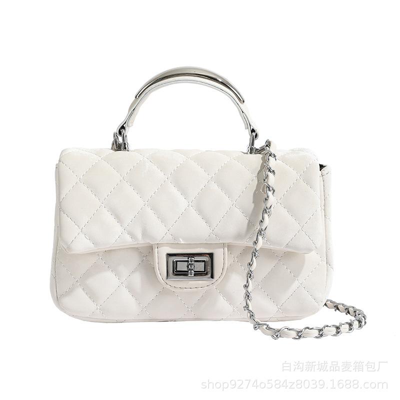 Small fresh fashion handbag women's 2025 new diamond check chain women's shoulder bag foreign style crossbody bag
