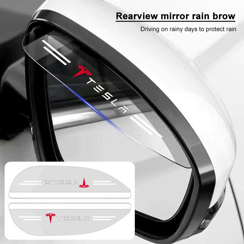2Pcs Car Rear View Mirror Sticker Rain Shield Shade Cover Styling For Tesla Model 3 Model S Model X Y Roadster Performance