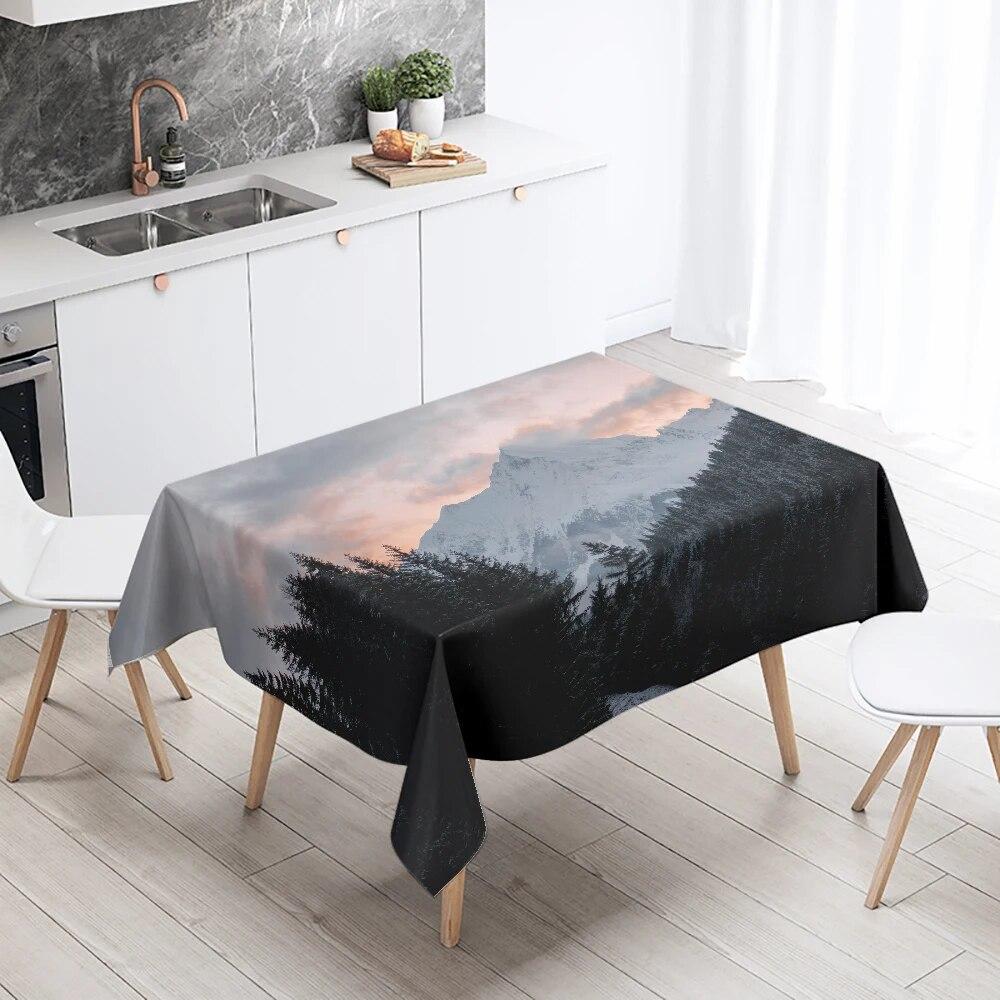 Scenery Printed Tablecloth Stain Resistant Waterproof Wedding Party Restaurant Banquet Decoration Home Table