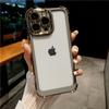 For iPhone 16 Pro Max Luxury Plating Color Soft Frame Transparent Phone Case For iPhone 12 13 14 15 Plus Lens Protective Cover