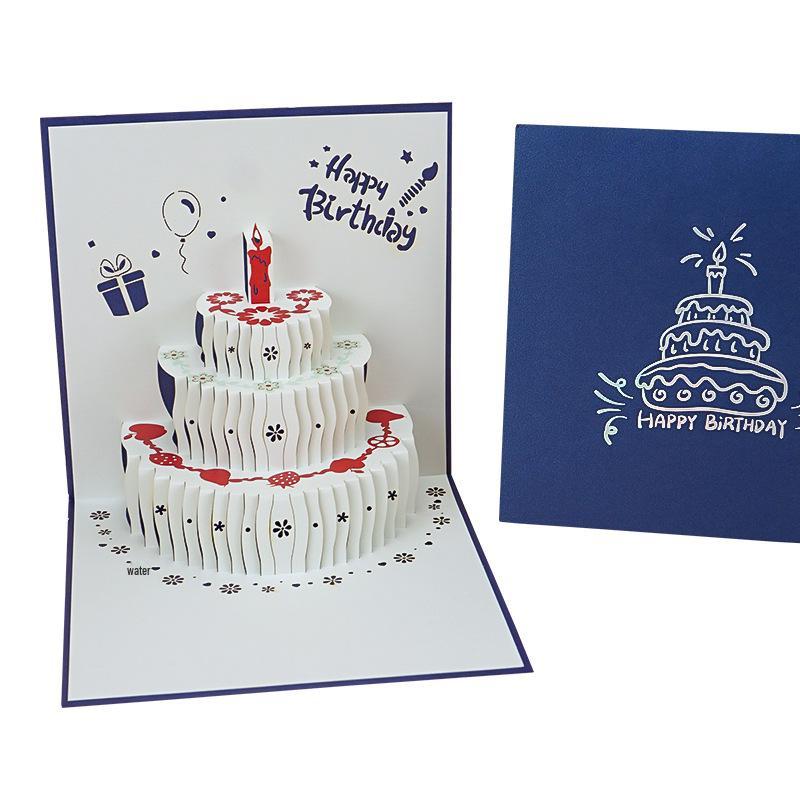 3D Birthday Cake Pop-up Greeting Card with Blessings for Company Employees