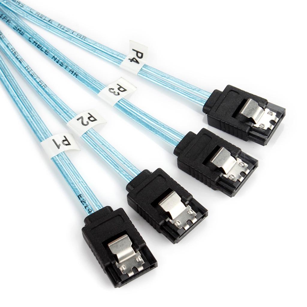 Mini SAS 36P SFF-8087 To 4 SATA 7 Pin HDD Hard Disk Internal Cable 90 Degrees Target Hard Disk Data Cable Durable