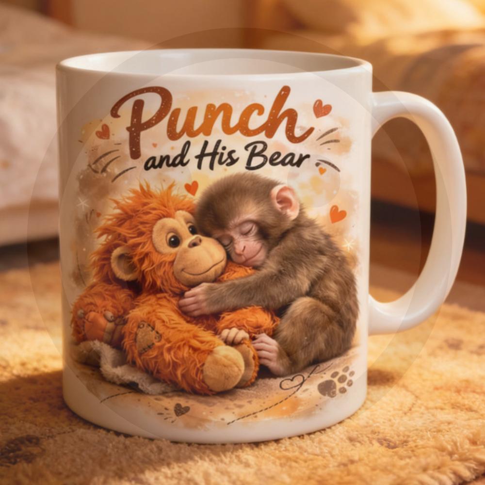 11oz Coffee Tea Cups Cute Monkey with Orangutan Teddy Design Personalized Ceramic Novelty Mugs Gifts for Animal Lover Friends