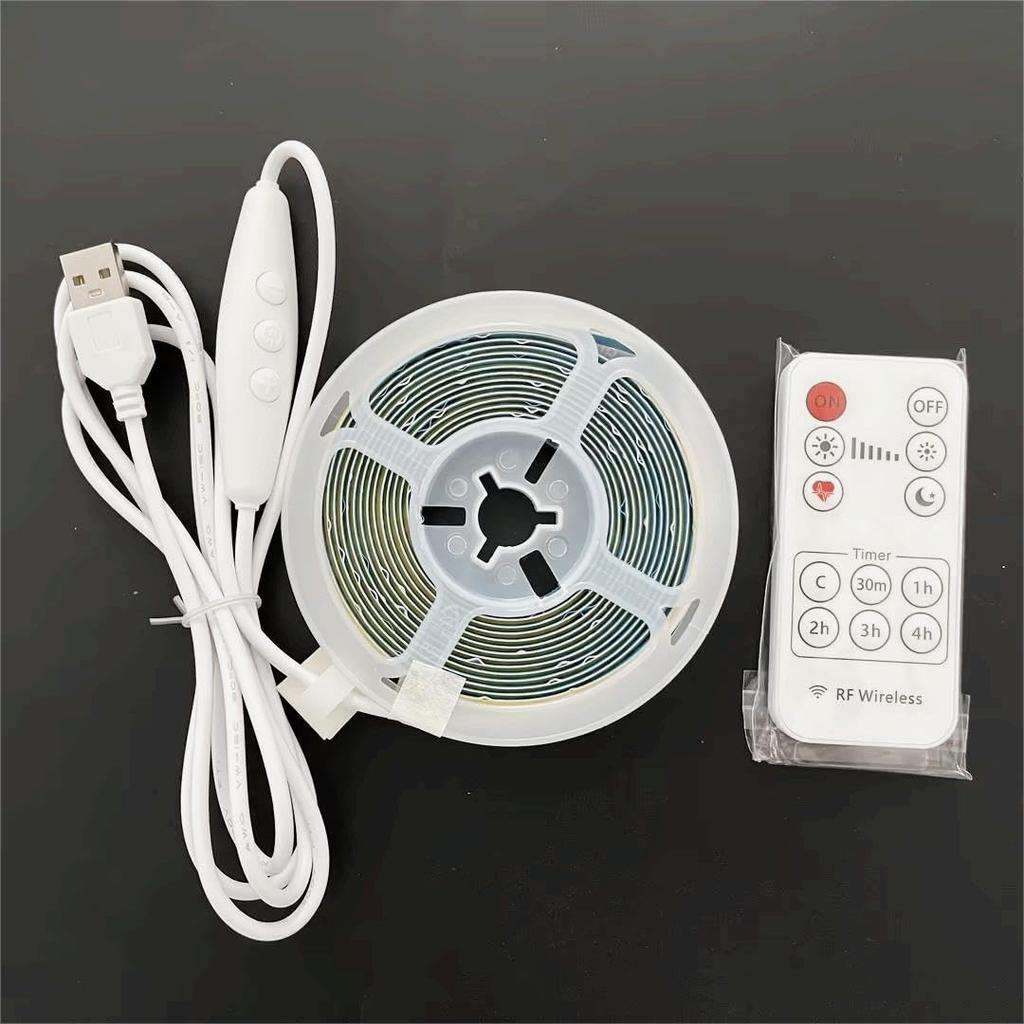 Clearhill 5V COB LED Streifenlicht mit Fernbedienungsdimmer, 5M, Warmweiß 3000K, 320 LEDs pro Meter, 8mm Breit, Nicht Wasserdicht IP20, 1.5M USB Schalterkabel,