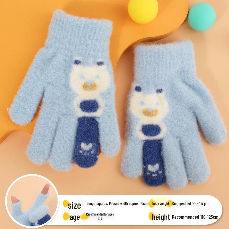 

Kids Dinosaur Flip-Top Fingerless Fleece Gloves for Autumn/Winter
