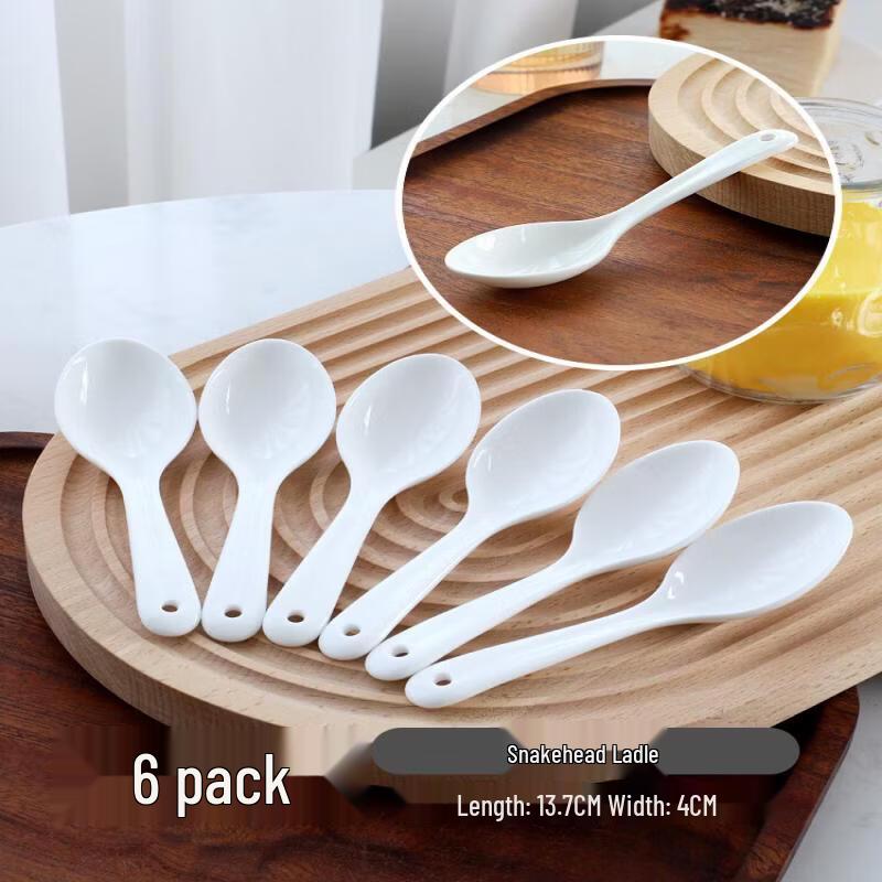 UOSO Pure White Ceramic Long-Handle Spoons