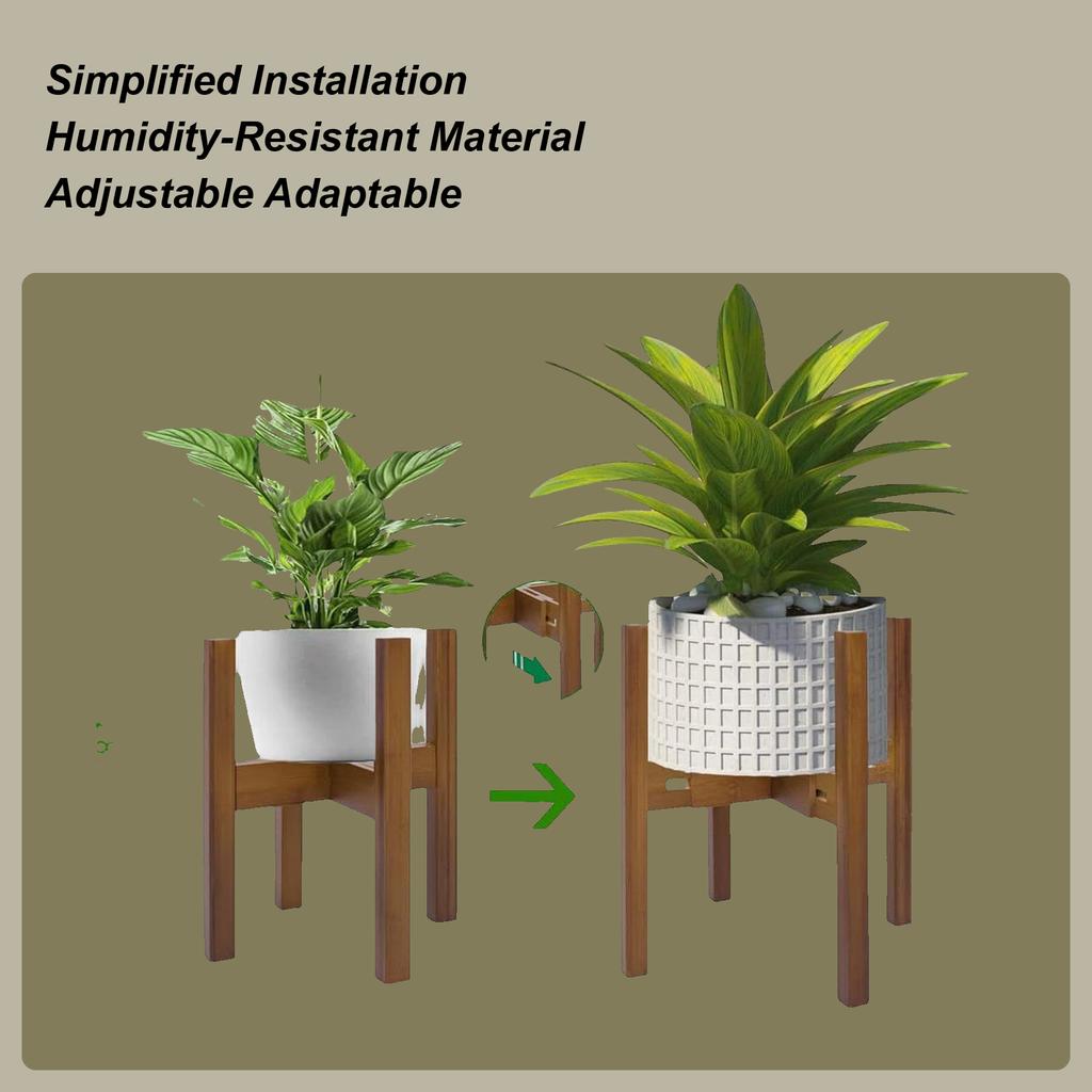Corner Plant Stand Adjustable Width Wood Holder Rack Flower Stand for Living Room Home Balcony Patio Garden Flower Display Fits