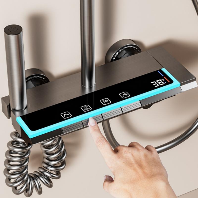 High-end 4 Functions Bathroom Shower Faucet Set Digital Temperature Display Shower System Hot Cold Showers Mixer Pressure Taps