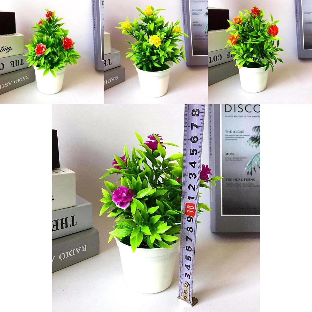 Artificial Rose Miniature Potted Plant With Plastic Construction For Home Decor And Gift