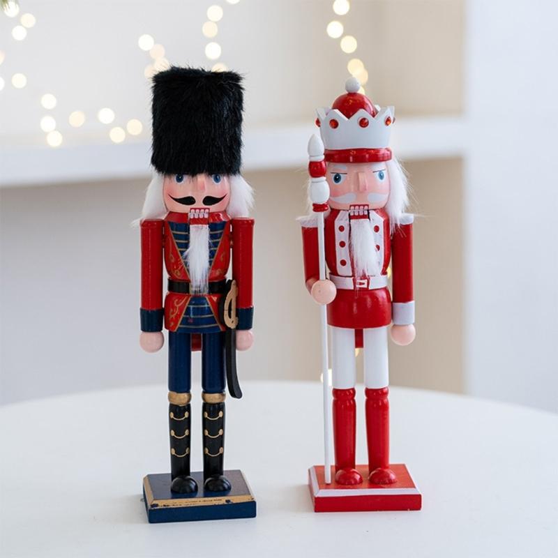 Christmas Nutcrackers Ornament, Wood Christmas Nutcrackers Soldier Figures Standing Decorations for Christmas