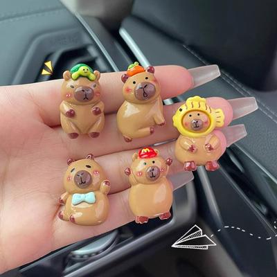 5Pcs/Set Capybara Car Interior Decoration Creative Spring Capybara Shaking Head Dashboard Figurine Ornament