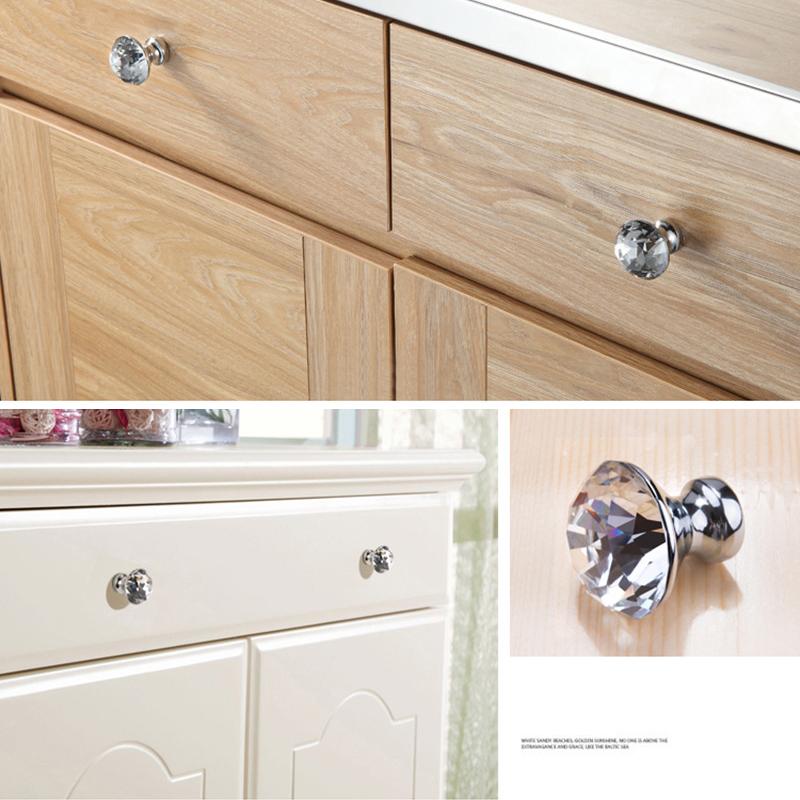 KAK 30mm Kitchen Cabinet Handles Diamond Shape Design Crystal Glass Knobs Cupboard Pulls Drawer Knobs Furniture Handle Hardware