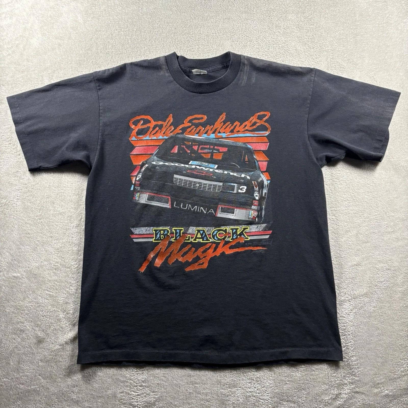 Vintage 1990 Dale Earnhardt Men’s XL Sports Image T Shirt Made In USA Faded #4A M