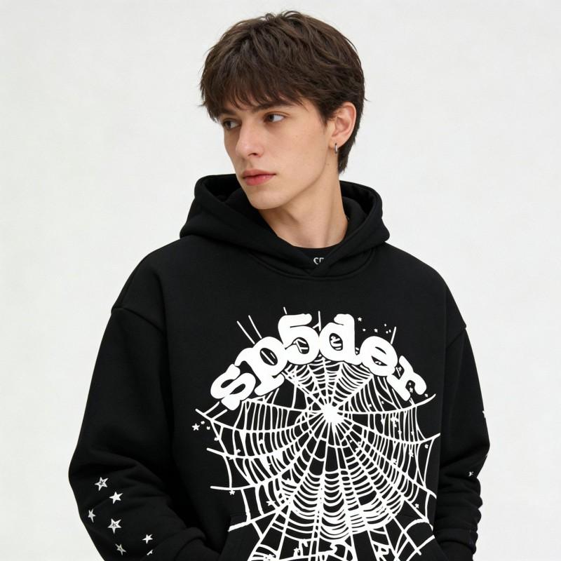 Unisex Oversized Hoodie With 3D Spider Web Print Streetwear Style Fall Casual Sweatshirt