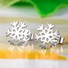 Silver Plated Snowflake Stud Earrings - Korean Love Classic for Winter, Girlfriend Birthday, Christmas, or New Year Gift.