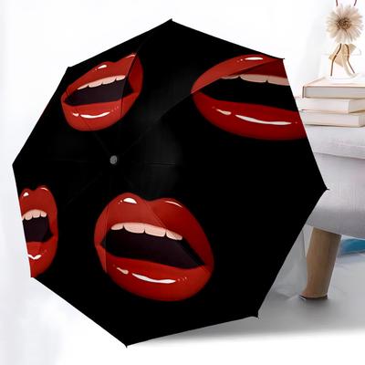 1pc Lips Umbrella Portable Folding Umbrella Durable Iron Frame, Suitable for All Seasons Home Travel Outdoor Yy260319087