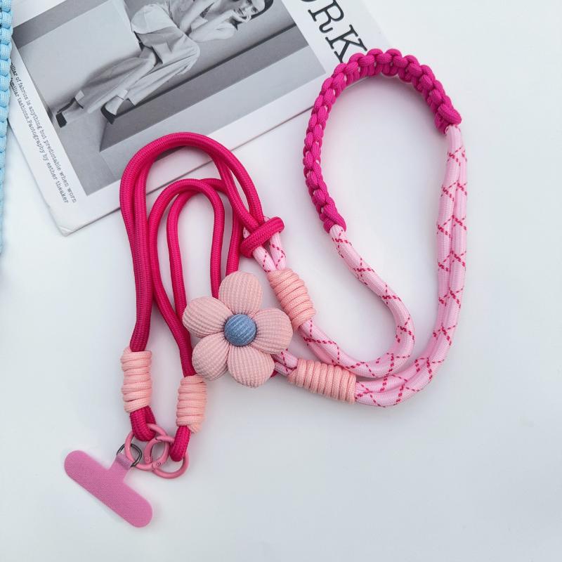 Universal Cartoon Flower Phone Lanyard Durable Crossbody Long Rope Adjustable Neck Strap for Outdoor Activities Gift