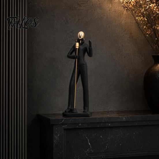 Artistic Musician Figurine Resin Sculpture, Stable Base Abstract Guitar Saxophone Singer Black Gold Music Statue Statue, Band Theme Decoration,
