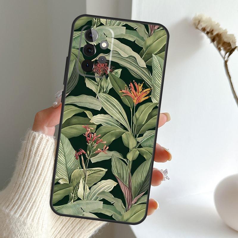 Retro Banana Leaf Plant Case For Samsung Galaxy A13 A33 A53 A06 A17 A56 A36 A26 A16 A15 A35 A55 A34 A54 A52 A12 A32