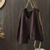Women's Artistic Minimalist Asymmetric Knitted Vest Loose V-Neck Pullover Cardigan Top