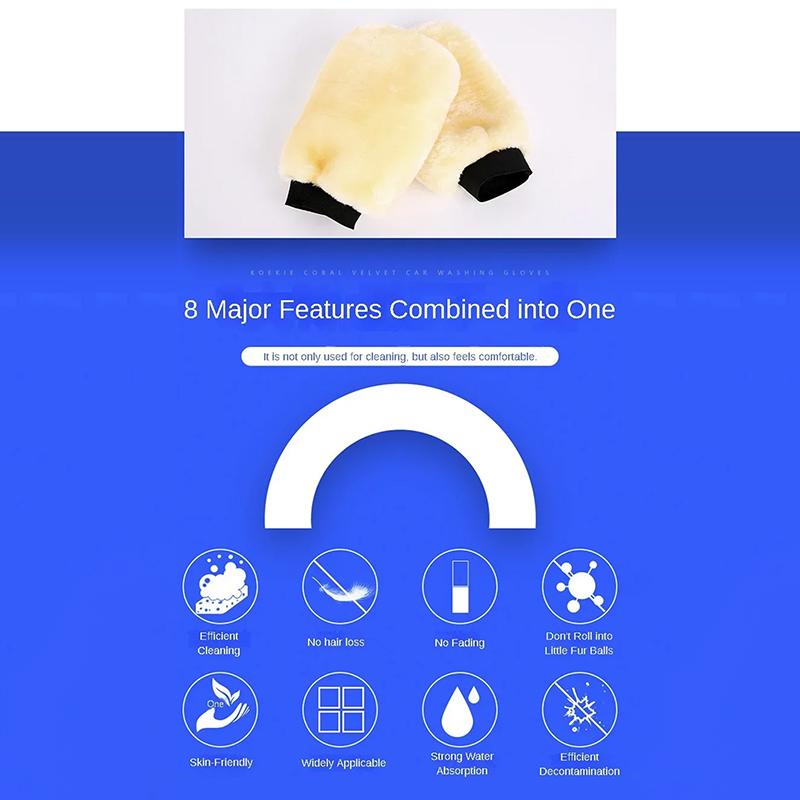 Double-Sided Plush Car Wash Gloves Wiping Car Imitation Wool Gloves Soft Thickened Car Cleaning Tools Portable Cleaning Supplies