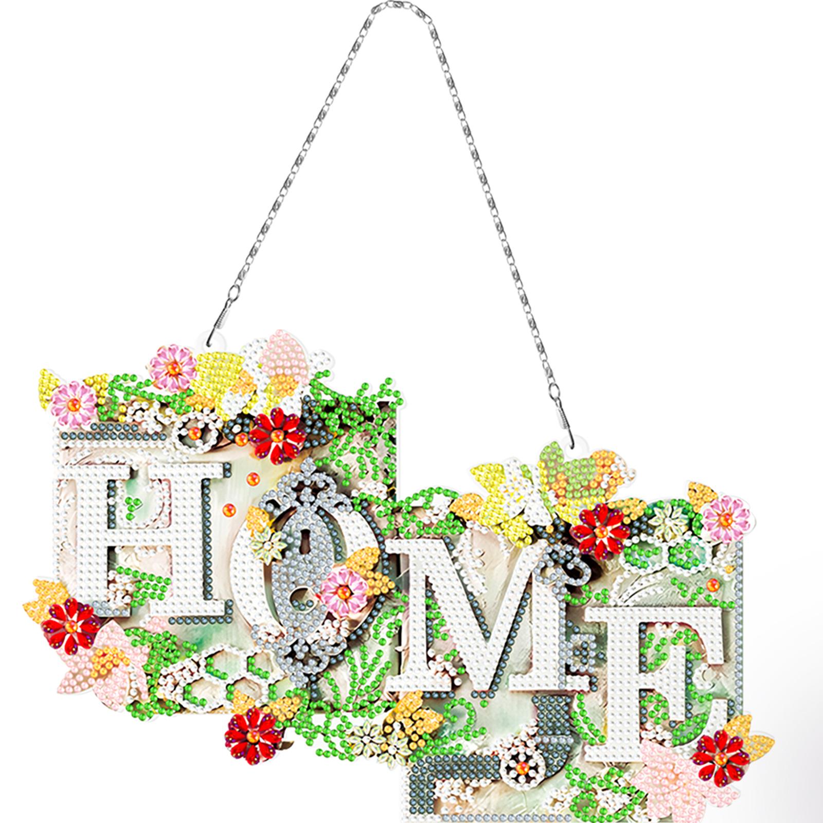 

DIY Diamond Painting Pendant Artwork 5D Diamond Mosaic Pendant Rhinestone Embroidery Key Ring Pendant Bag Pendant for Room Decor