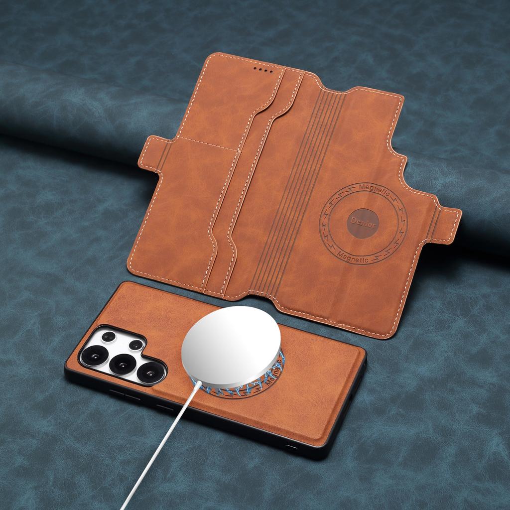 DENIOR B06 For Samsung Galaxy S24 Ultra Case Magnetic Detachable Wallet Stand Leather + TPU Phone Cover