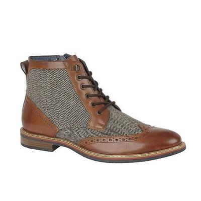 Mens Herringbone Leather Ankle Boots
