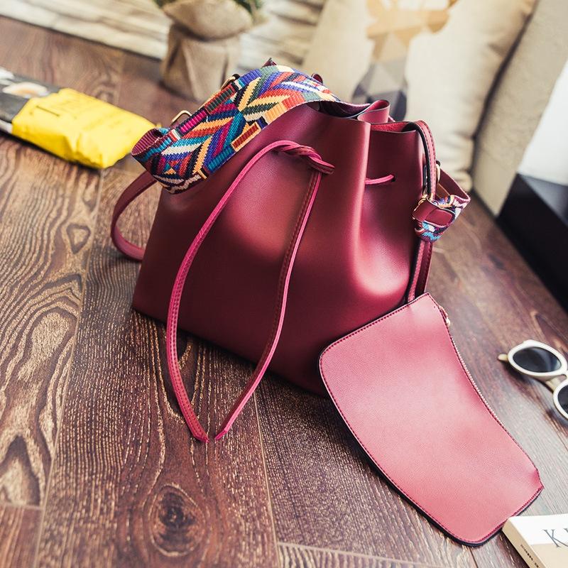 Elegant Fashion Women Colorful Wide Strap Bucket Shoulder Bags For Versatile Style