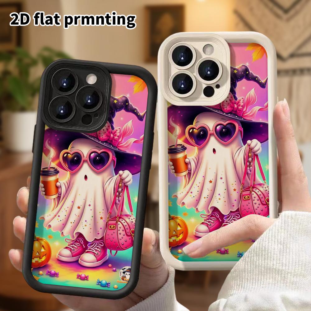 Phone Case: 2D flat, suitable for iPhone 18, 17, 16, 15, 14, 13 Pro protective cases, stylish ghost fashion, perfect Christmas and Halloween holiday g