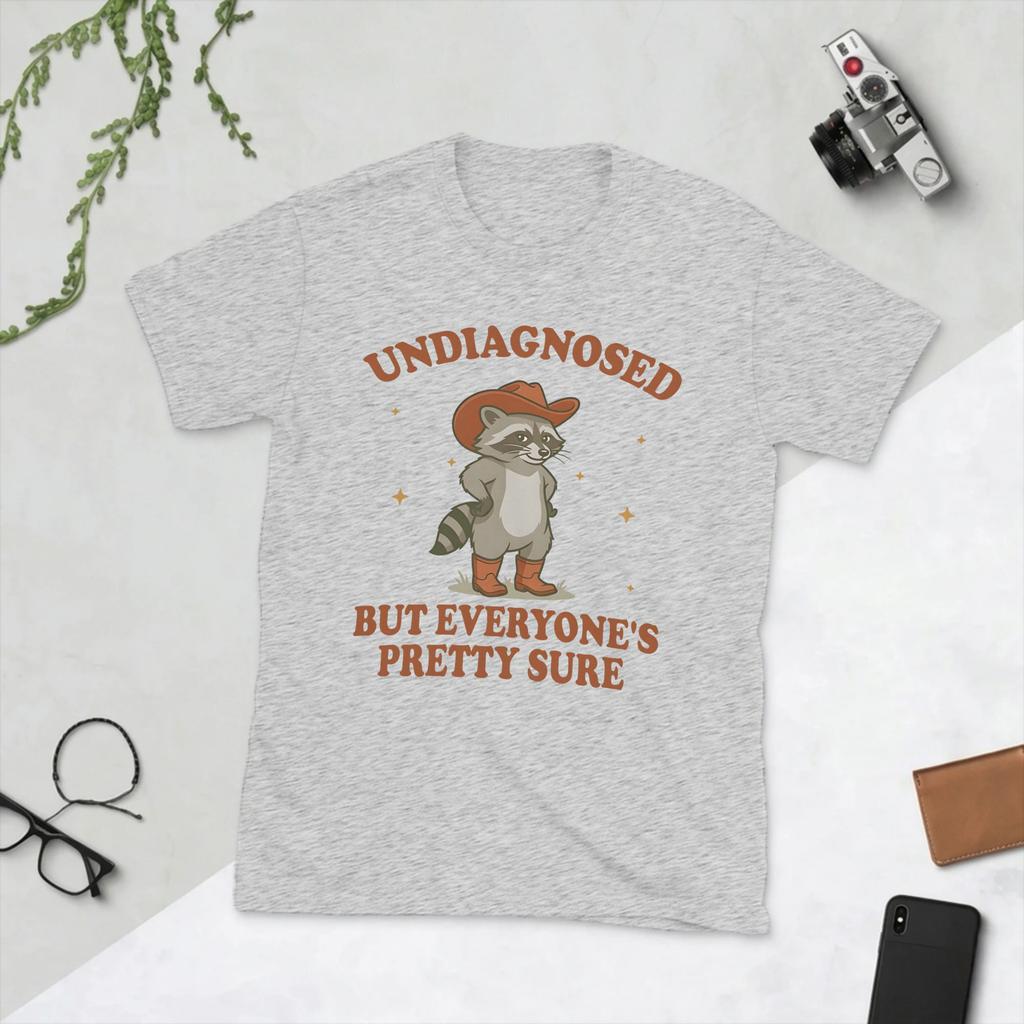 Funny Cowboy Raccoon Undiagnosed But Everyone Is Pretty Sure T Shirt For Unisex Cotton Funny Tshirt Crewneck Tee Shirt Tops Party