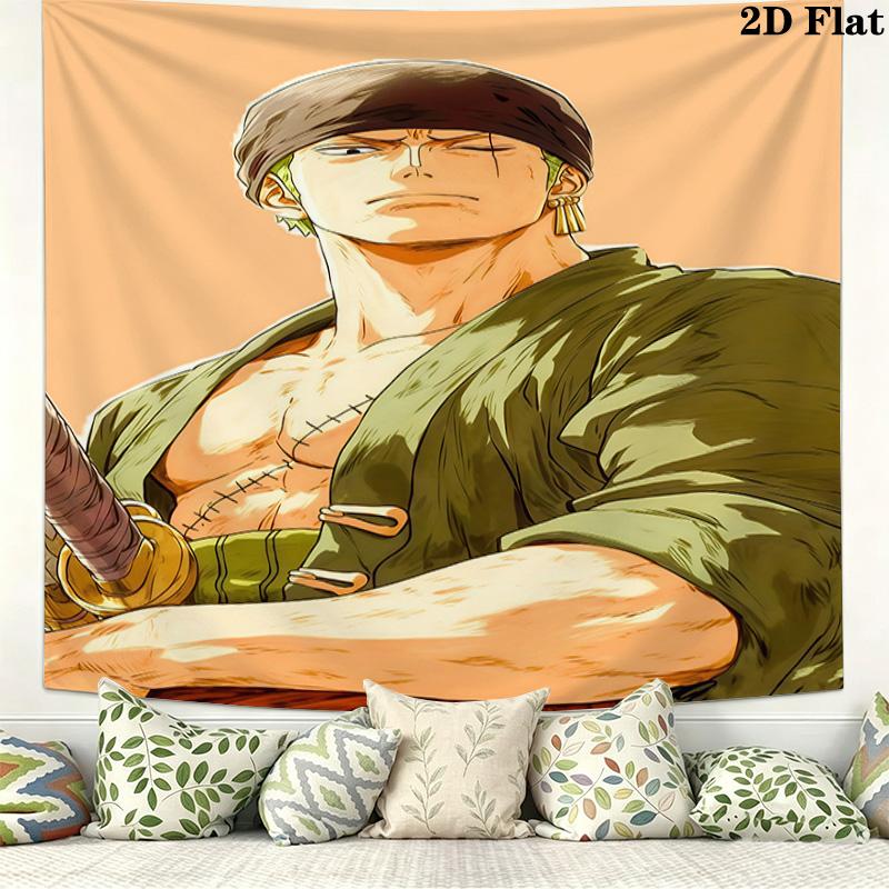 One Piece Roronoa Zoro Wall Tapestry Aesthetic Wall Hanging Printed Fabric Blanket Decorative Tapestries For Bedroom Living Room Home Decor