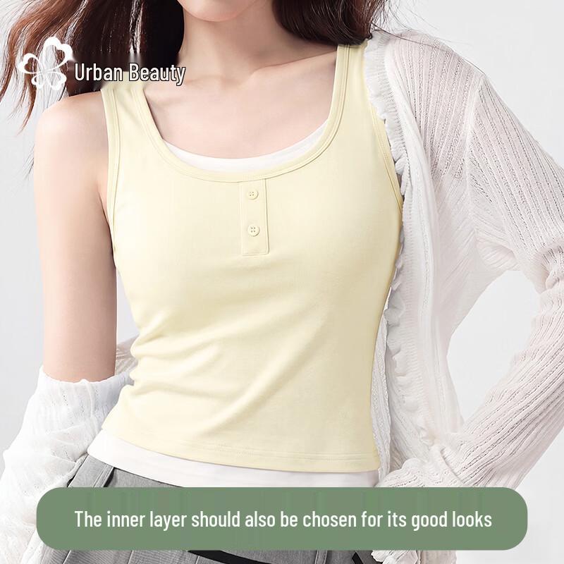 Women s Color-block Patchwork Henley Camisole Vest L