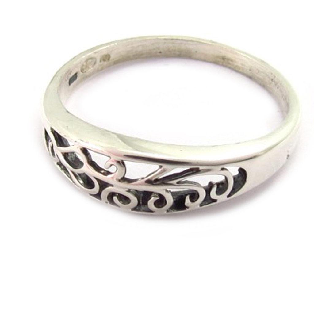 Silver Ring 'Tribal' Aged Silver - 6 Mm