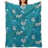 Possum - Cute Blue and Green Cartoon Animal Pattern Throw Blanket Tourist Blankets For Sofas Custom Flannel Fabric Blankets