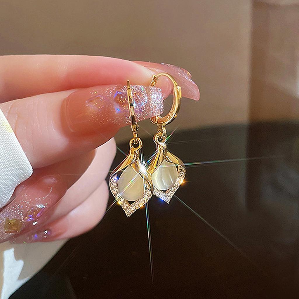 Angel Eyes Design Titanium Steel Earrings with Cat Eye Stone - Trendy Zircon Gifts for Women & Girls (Luxury Design)