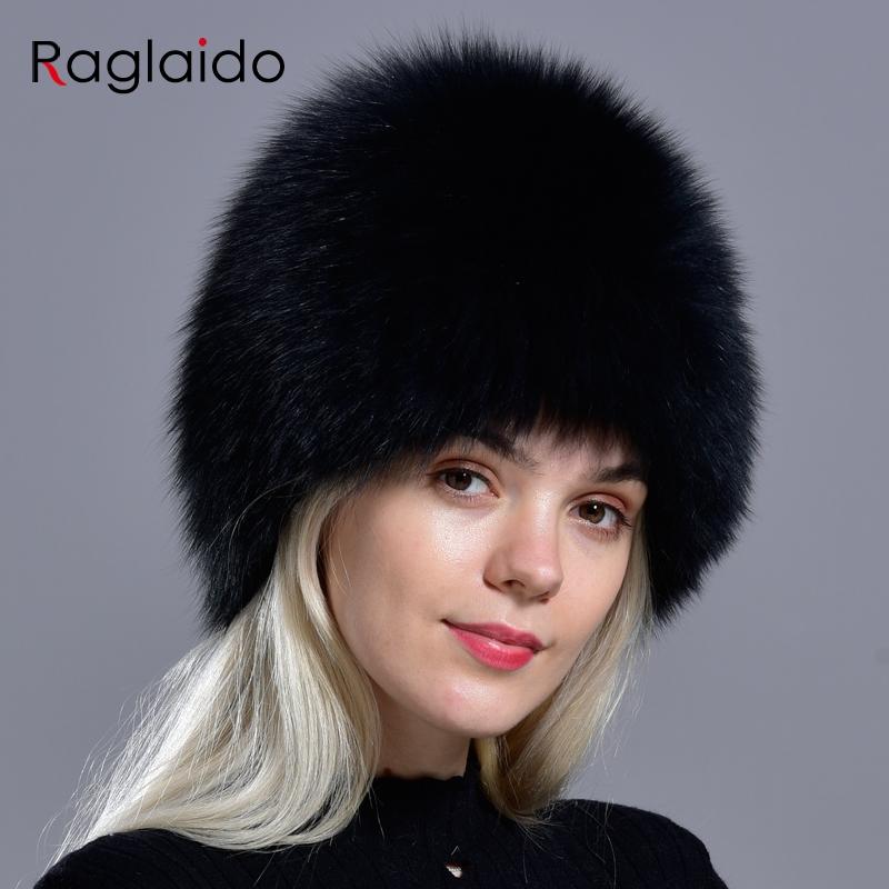 Winter Fur Hats for Women Natural Arctic Fox Fur Warm Thick Knitted Fashionable Stylish Girls Outdoor Snow Skull Beanie Hat