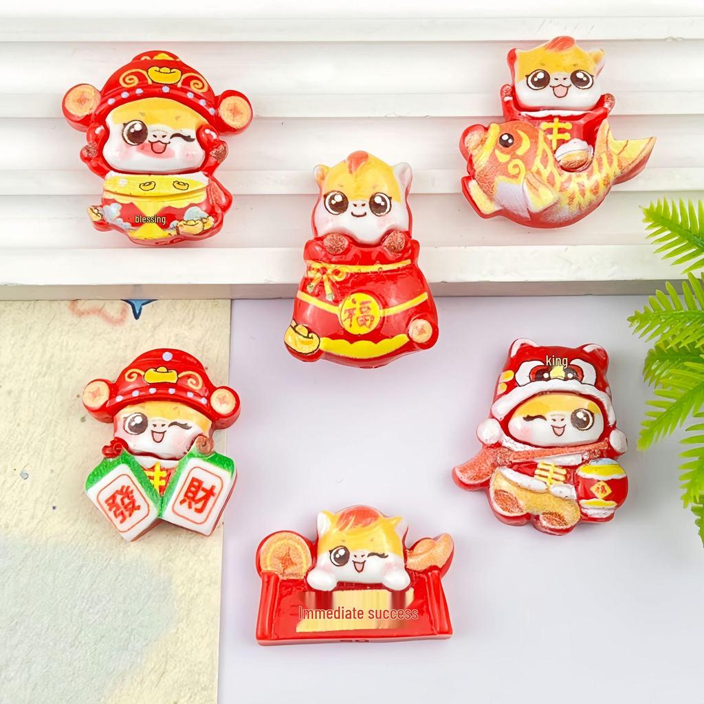 Zodiac New Year Resin Accessories: DIY Hair Clip, Phone Case, Keychain, or Pendant.