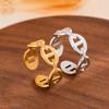 Pig Nose Non-Fading Titanium Steel Open Ring for Women - Gold Plated Stainless Steel Ring with Real Gold Press.