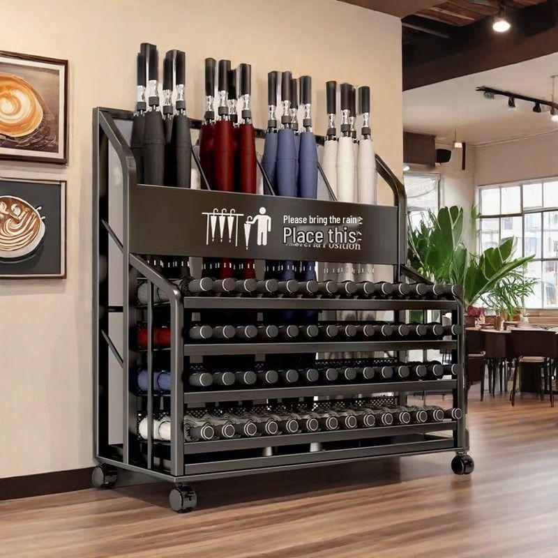 Commerciële Paraplubak met Grote Capaciteit en Afdruiprek voor Kantoor, Hotellobby, Klaslokaal of Entree.