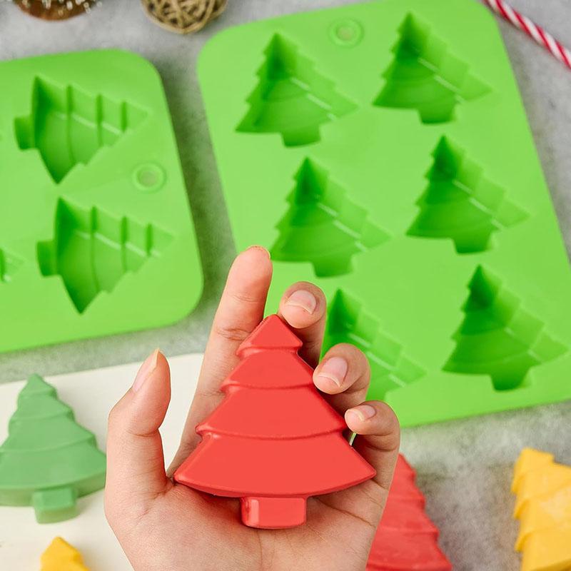 Christmas Tree Cake Pan 3D Silicone Baking Mold Breakable Chocolate Candy Candle Soap Cupcake Topper Decorating Tools Kitchen
