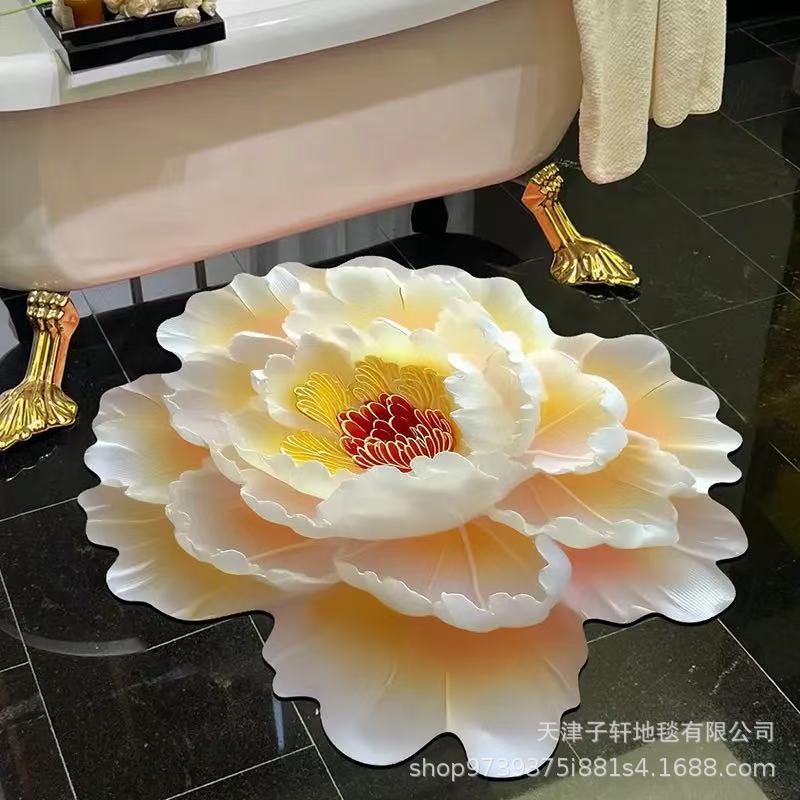 

3D Цветок Ковер для Гостиной Противоскользящий Впитывающий Коврик Домашний Коврик для Ванной Комнаты Кухни Прихожей 60X60 CM