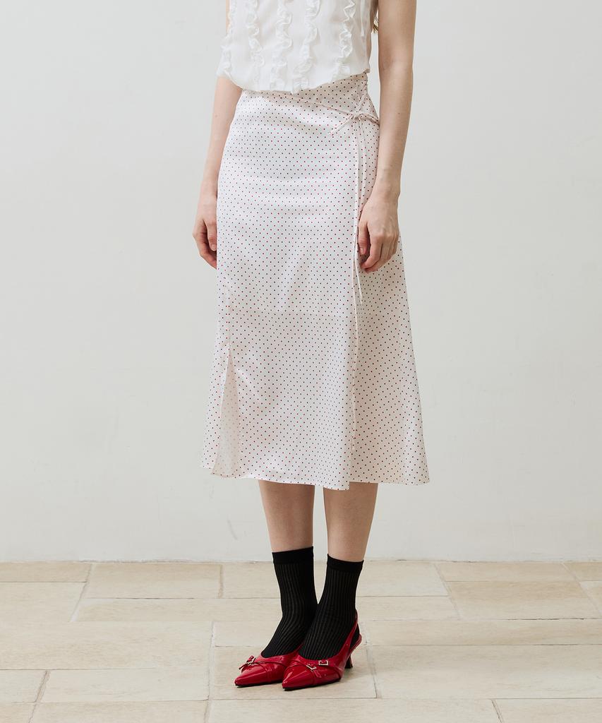 Alikim Tiny Dot Slit Skirt/Red