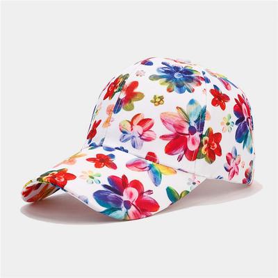 Letnia Czapka z Daszkiem Polyesterowy Kwiatowy Wzór Regulowana Outdoorowa Snapback dla Kobiet 36
